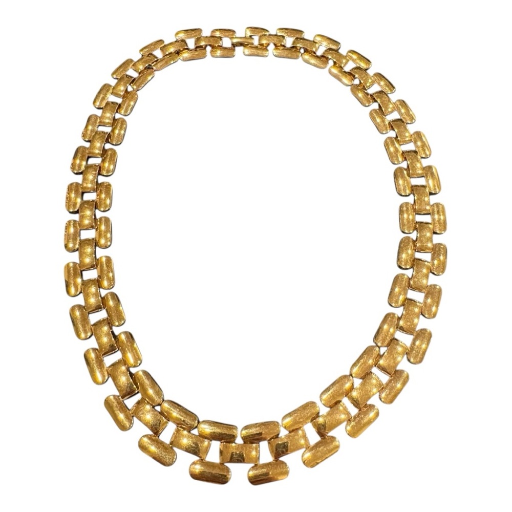 Napier Gold Tone Textured Link Collar Necklace